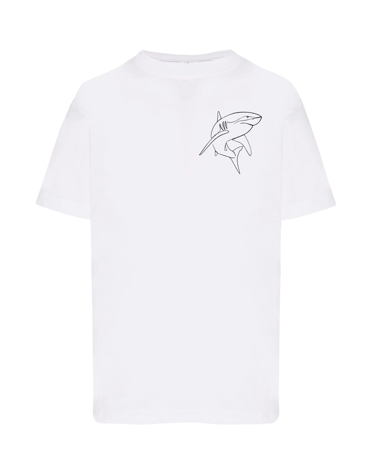 T-shirt brodé requin unisexe en coton blanc - Ligne de La Réunion