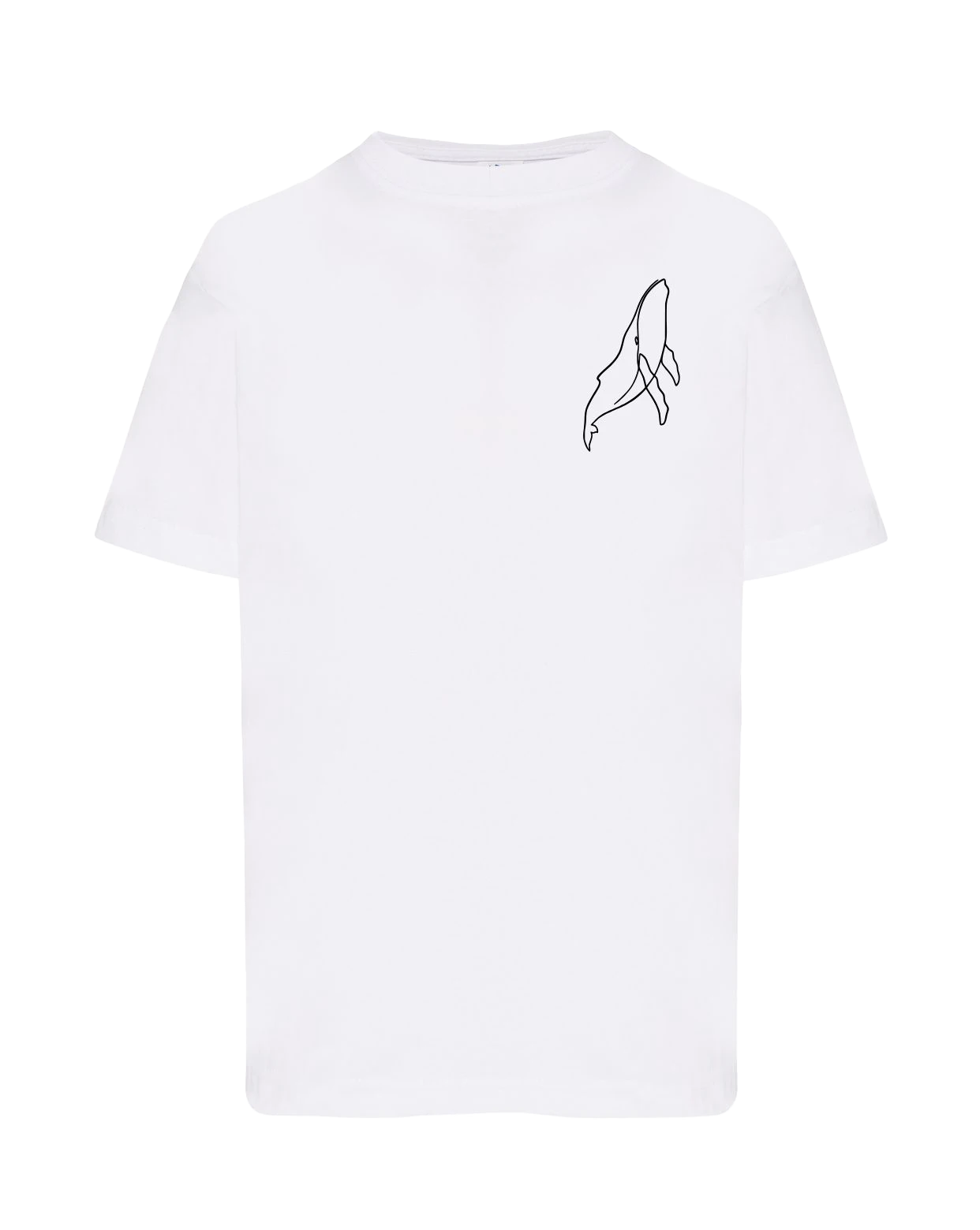 T-shirt enfant floqué baleine unisexe en coton blanc - Ligne de La Réunion