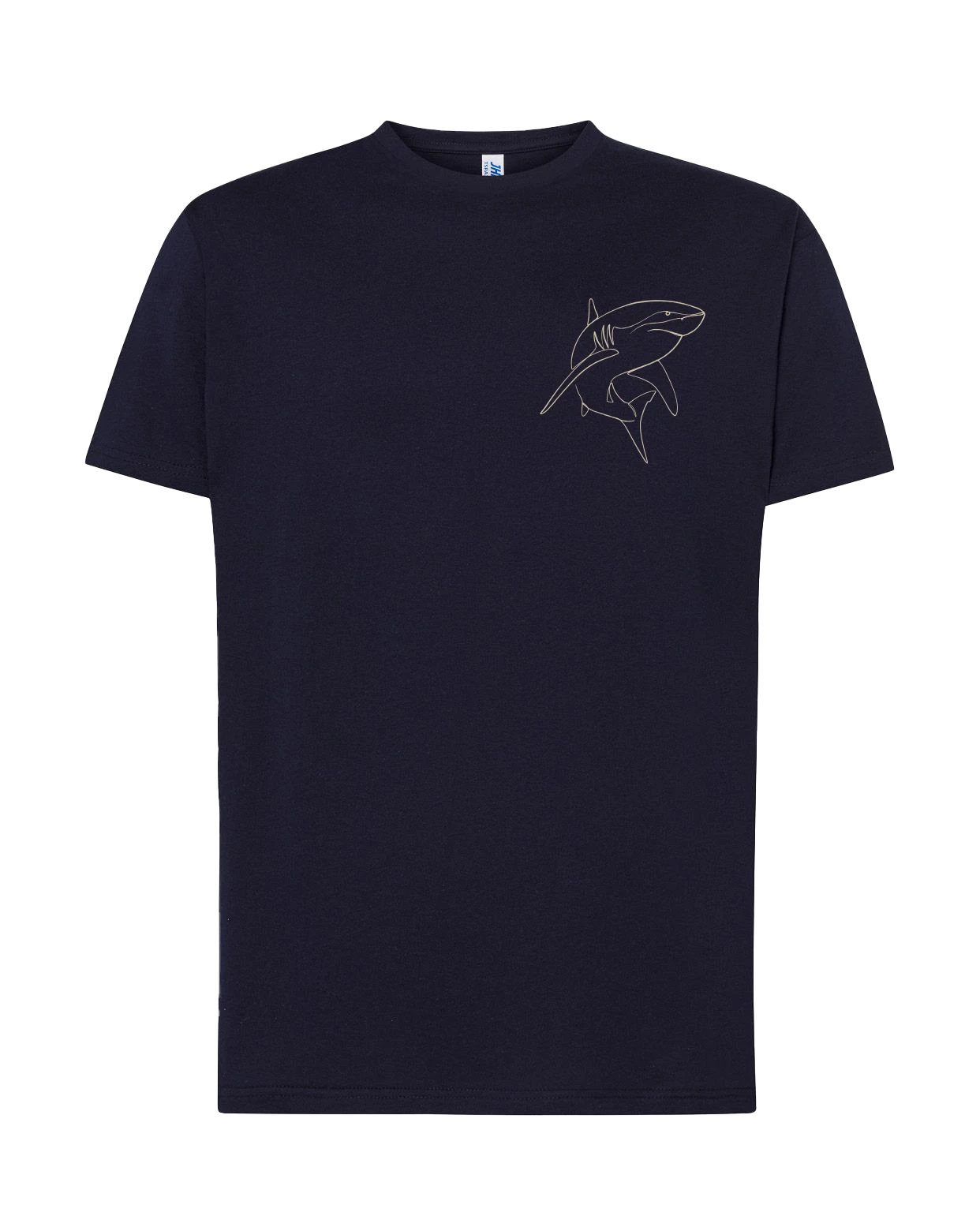 T-shirt brodé requin unisexe en coton noir - Ligne de La Réunion