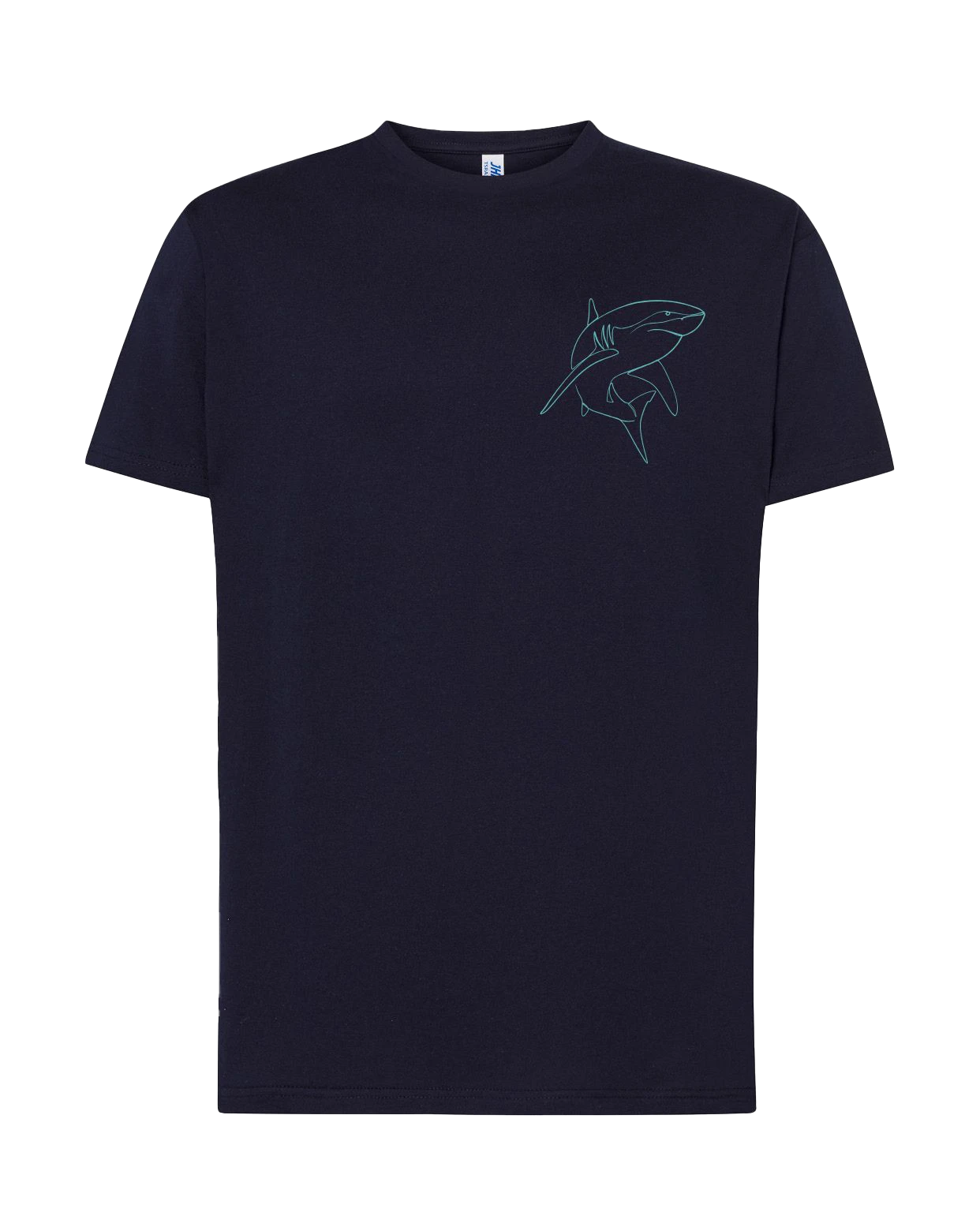 T-shirt brodé requin unisexe en coton noir - Ligne de La Réunion