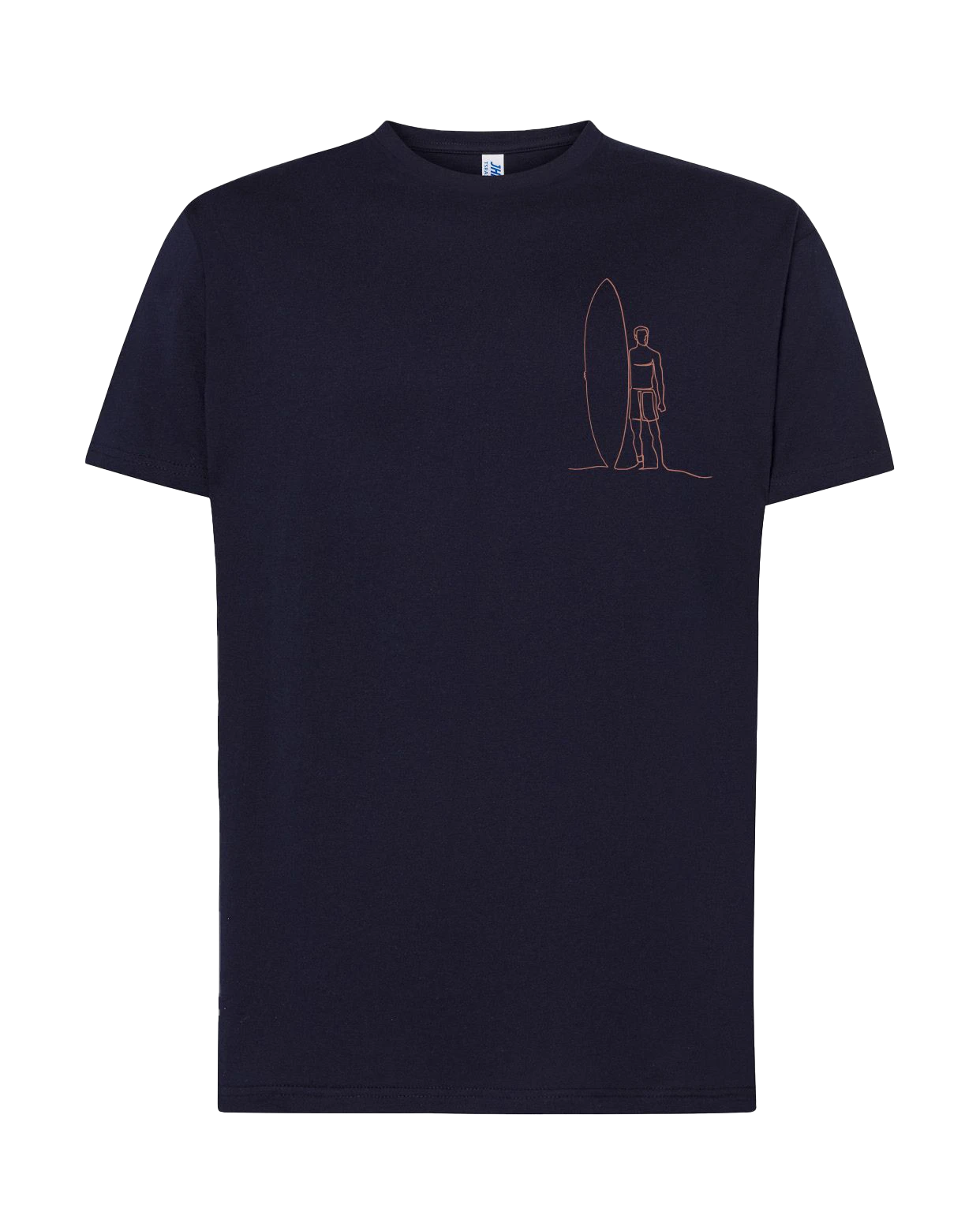 T-shirt brodé surfeur unisexe en coton noir - Ligne de La Réunion