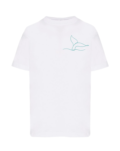 T-shirt brodé caudale unisexe en coton blanc - Ligne de La Réunion