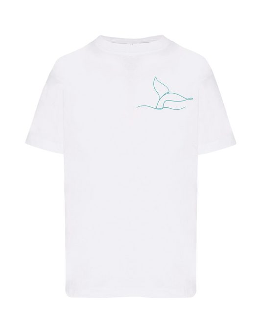T-shirt brodé caudale unisexe en coton blanc - Ligne de La Réunion