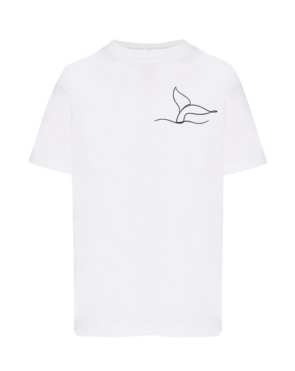 T-shirt brodé caudale unisexe en coton blanc - Ligne de La Réunion