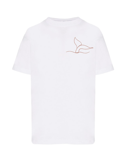T-shirt brodé caudale unisexe en coton blanc - Ligne de La Réunion