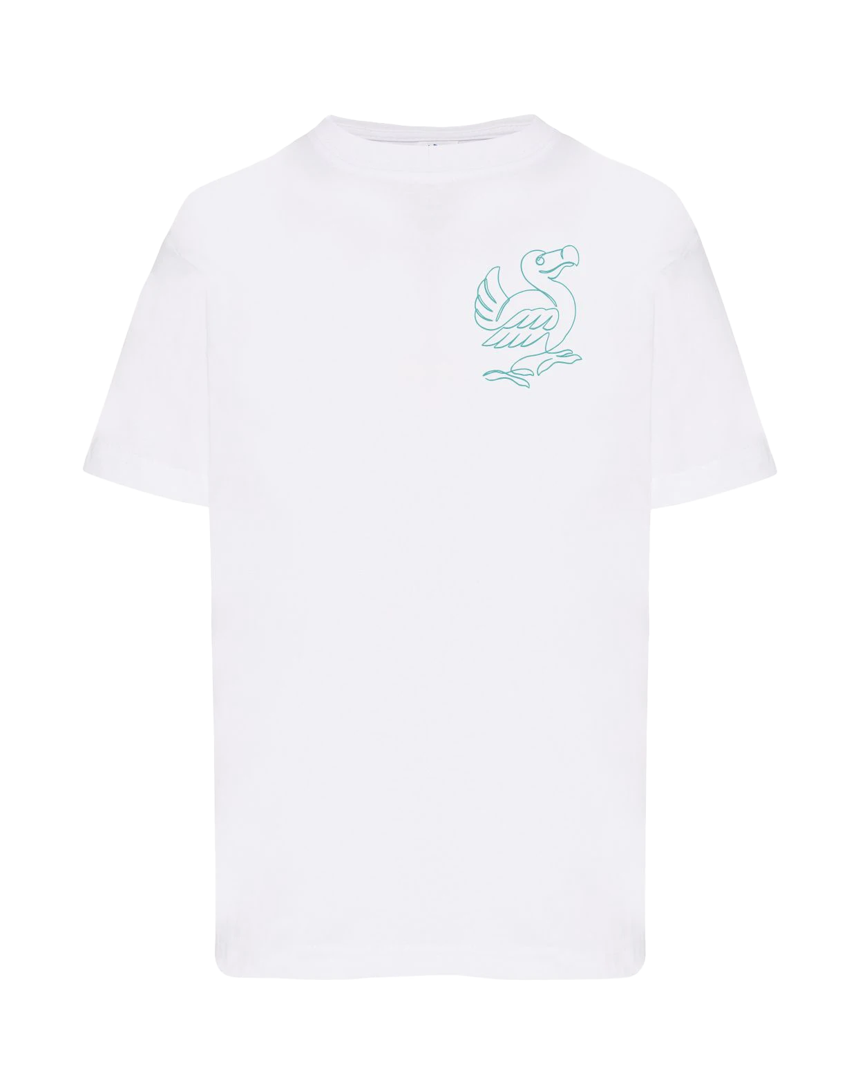 T-shirt brodé dodo unisexe en coton blanc - Ligne de La Réunion