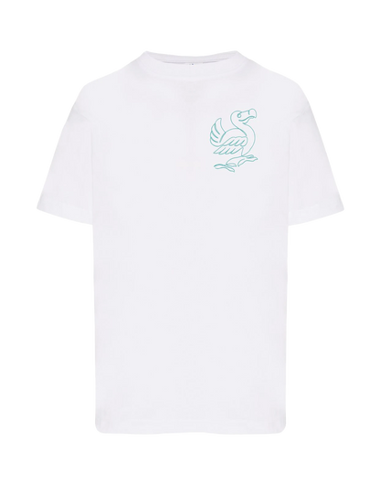 T-shirt brodé dodo unisexe en coton blanc - Ligne de La Réunion