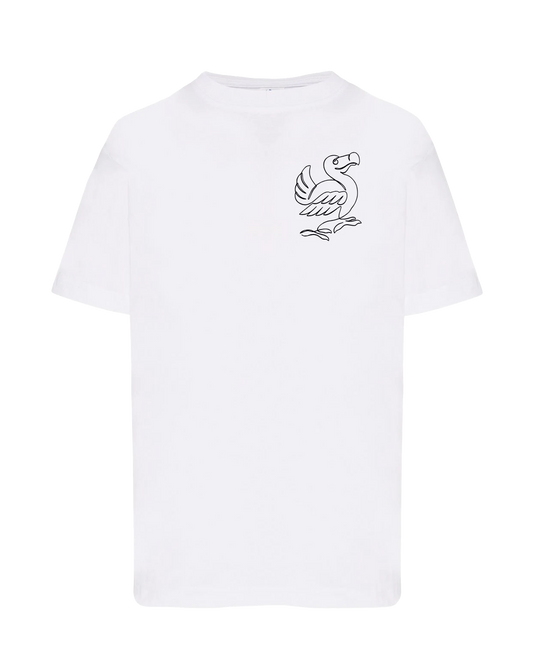 T-shirt brodé dodo unisexe en coton blanc - Ligne de La Réunion