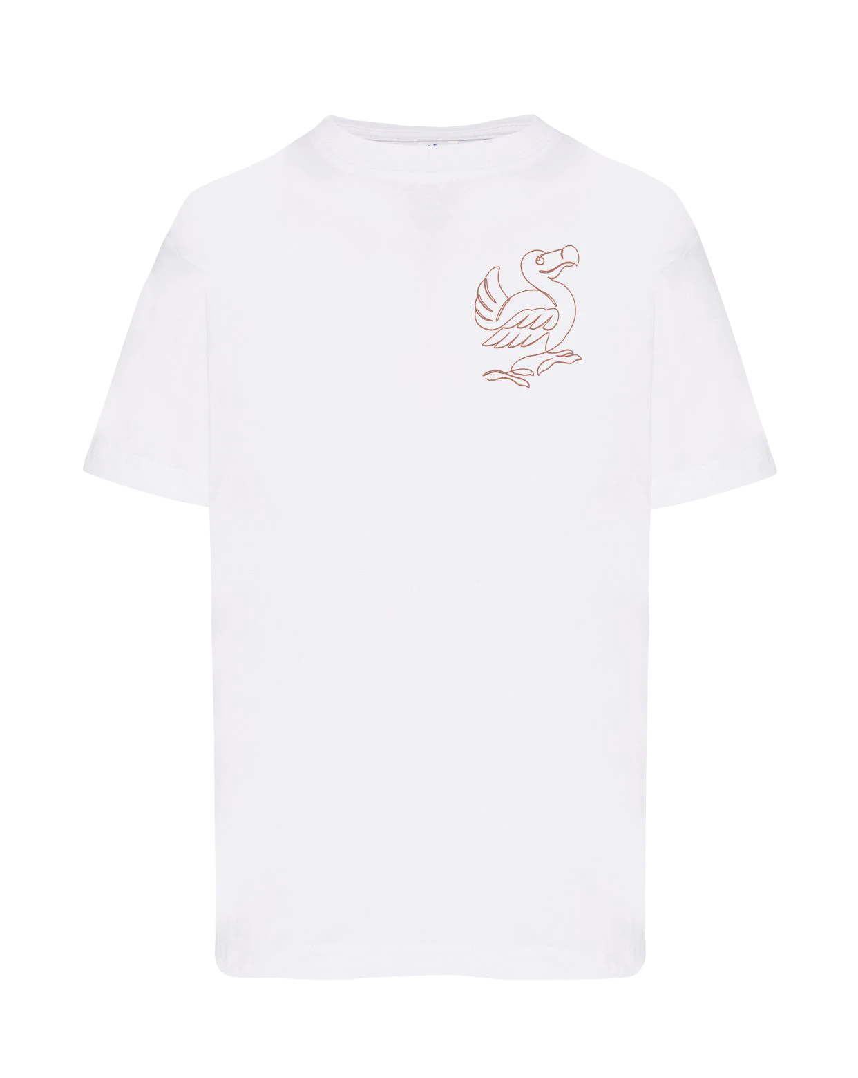 T-shirt brodé dodo unisexe en coton blanc - Ligne de La Réunion