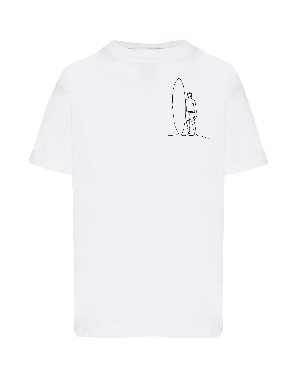 T-shirt brodé surfeur unisexe en coton blanc - Ligne de La Réunion
