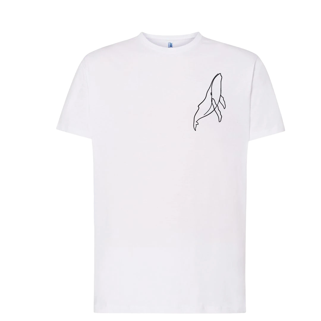 T-shirt imprimé baleine unisexe en coton blanc - Ligne de La Réunion