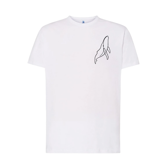 T-shirt imprimé baleine unisexe en coton blanc - Ligne de La Réunion