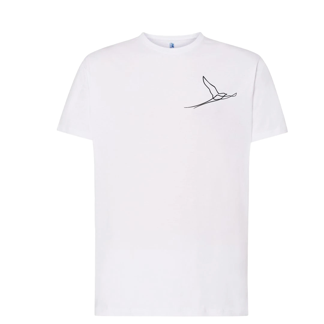 T-shirt imprimé paille-en-queue minimaliste unisexe en coton blanc - Ligne de La Réunion