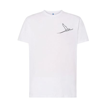 T-shirt imprimé paille-en-queue minimaliste unisexe en coton blanc - Ligne de La Réunion