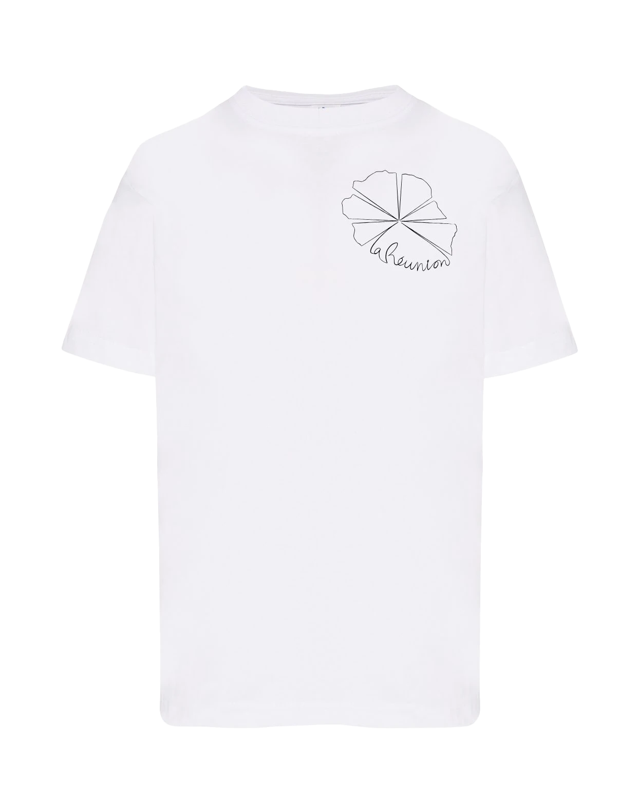 T-shirt imprimé La Réunion unisexe en coton blanc - Ligne de La Réunion