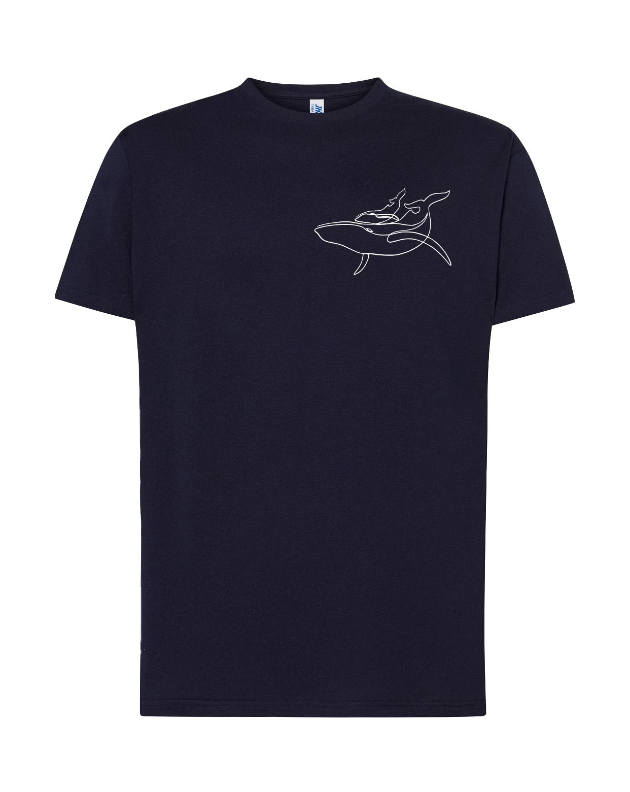 T-shirt imprimé baleine et baleineau unisexe en coton bleu - Ligne de La Réunion