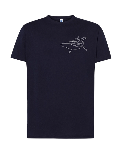 T-shirt imprimé baleine et baleineau unisexe en coton bleu - Ligne de La Réunion