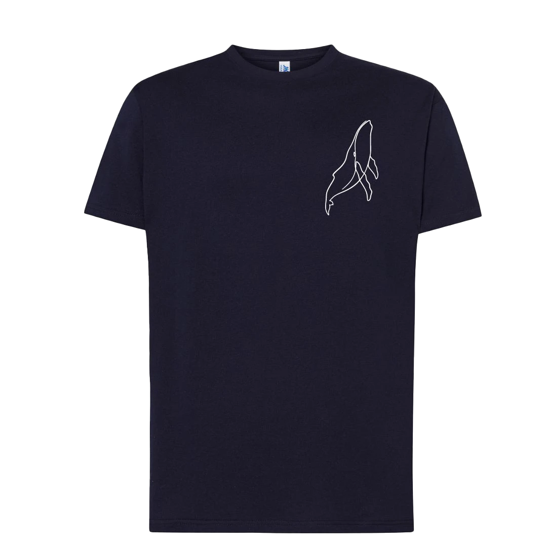 T-shirt imprimé baleine unisexe en coton bleu - Ligne de La Réunion