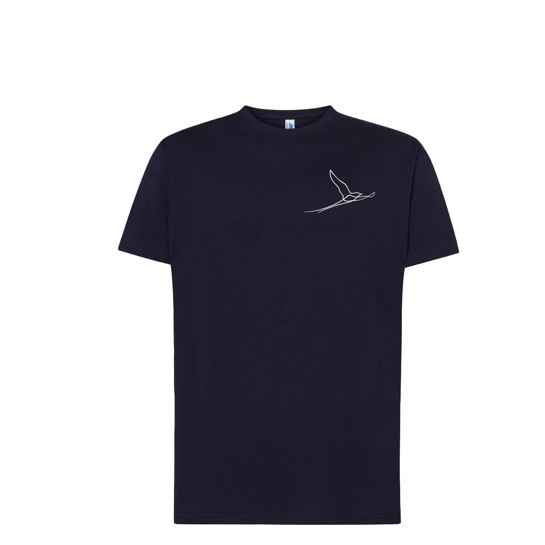 T-shirt imprimé paille-en-queue minimaliste unisexe en coton bleu - Ligne de La Réunion
