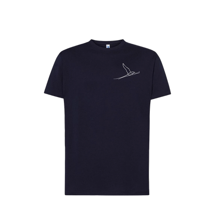 T-shirt imprimé paille-en-queue minimaliste unisexe en coton bleu - Ligne de La Réunion