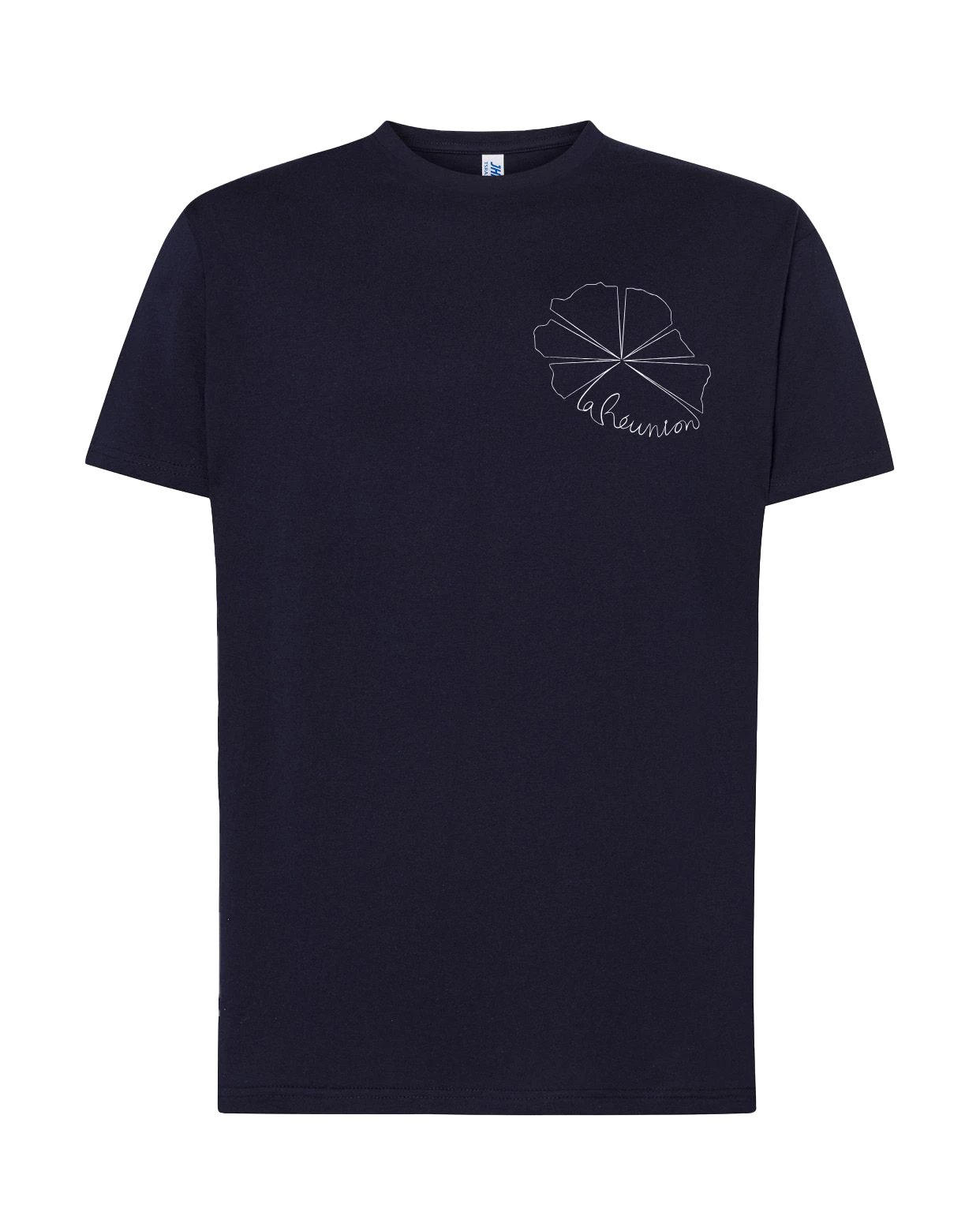 T-shirt imprimé La Réunion unisexe en coton bleu - Ligne de La Réunion