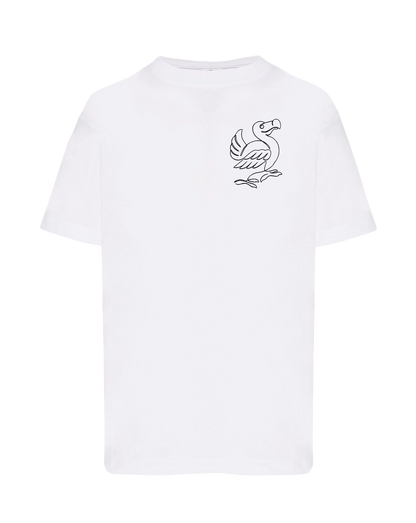 T-shirt enfant floqué dodo unisexe en coton blanc - Ligne de La Réunion