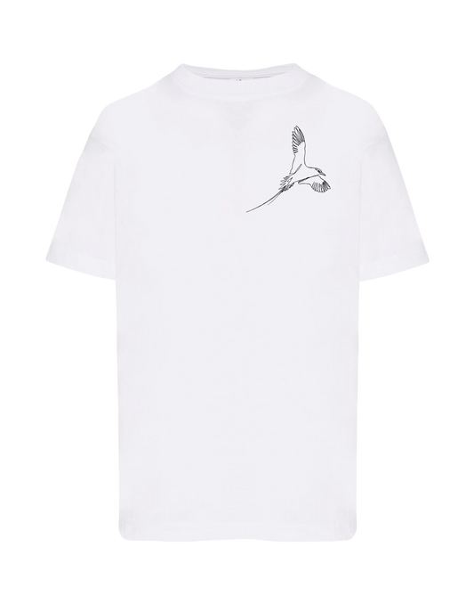 T-shirt enfant floqué paille-en-queue détaillé unisexe en coton blanc - Ligne de La Réunion