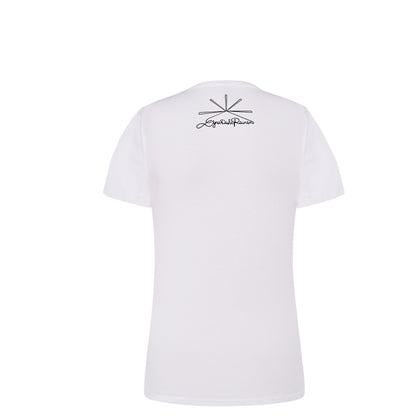 T-shirt femme col V floqué tortue 100% coton blanc - Ligne de La Réunion