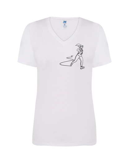T-shirt femme col V floqué traileuse 100% coton blanc - Ligne de La Réunion