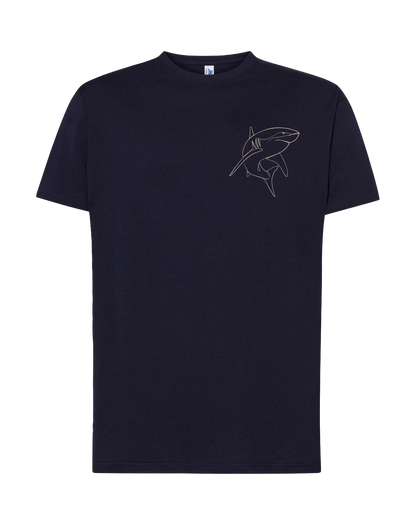 T-shirt brodé requin unisexe en coton noir - Ligne de La Réunion