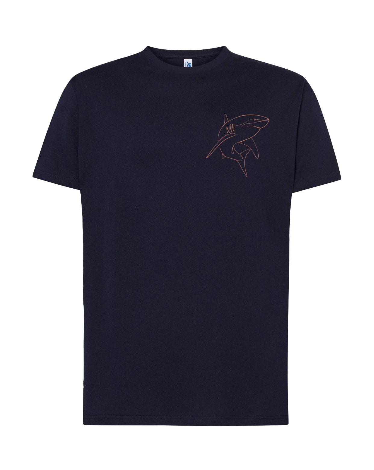T-shirt brodé requin unisexe en coton noir - Ligne de La Réunion