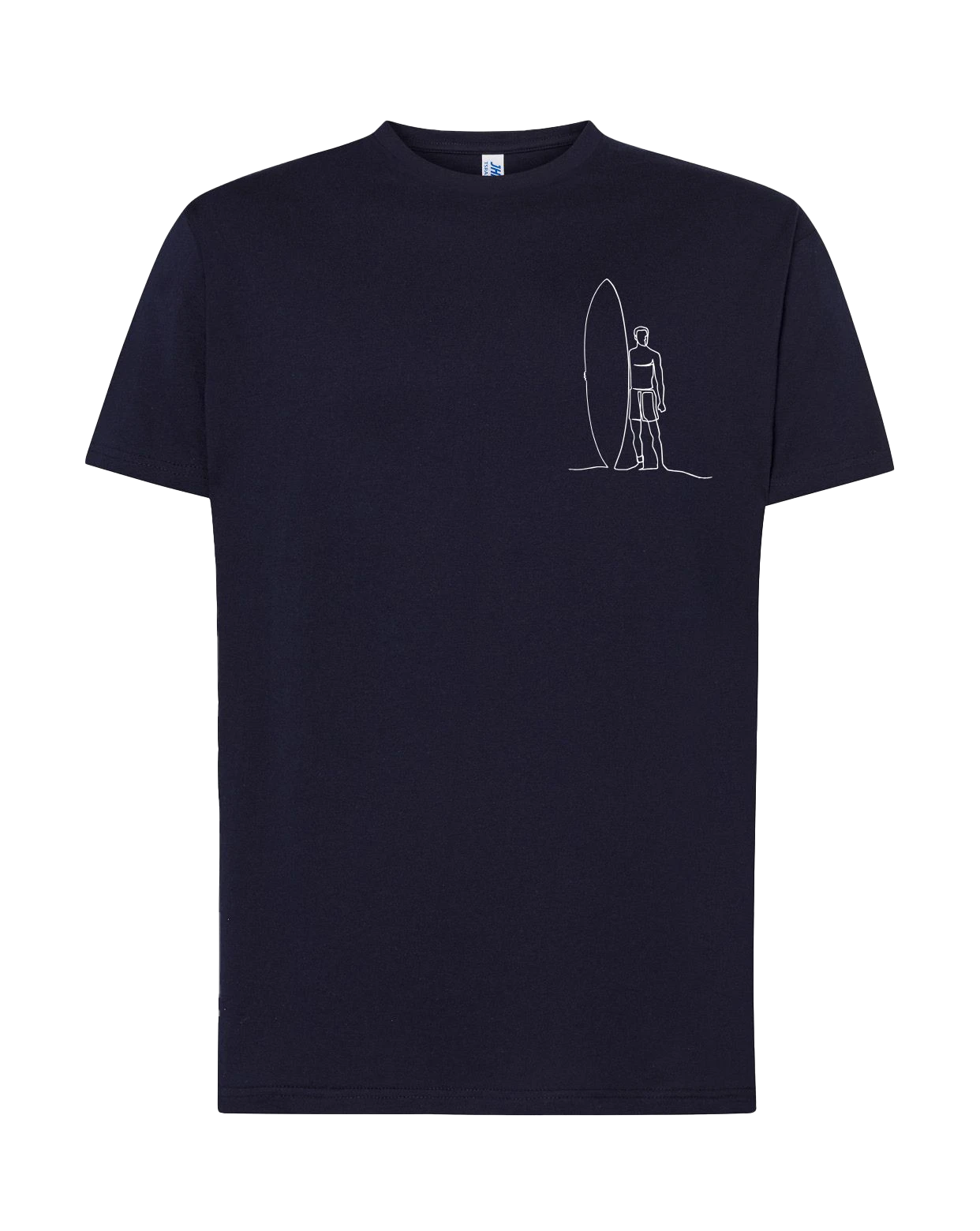 T-shirt brodé surfeur unisexe en coton noir - Ligne de La Réunion