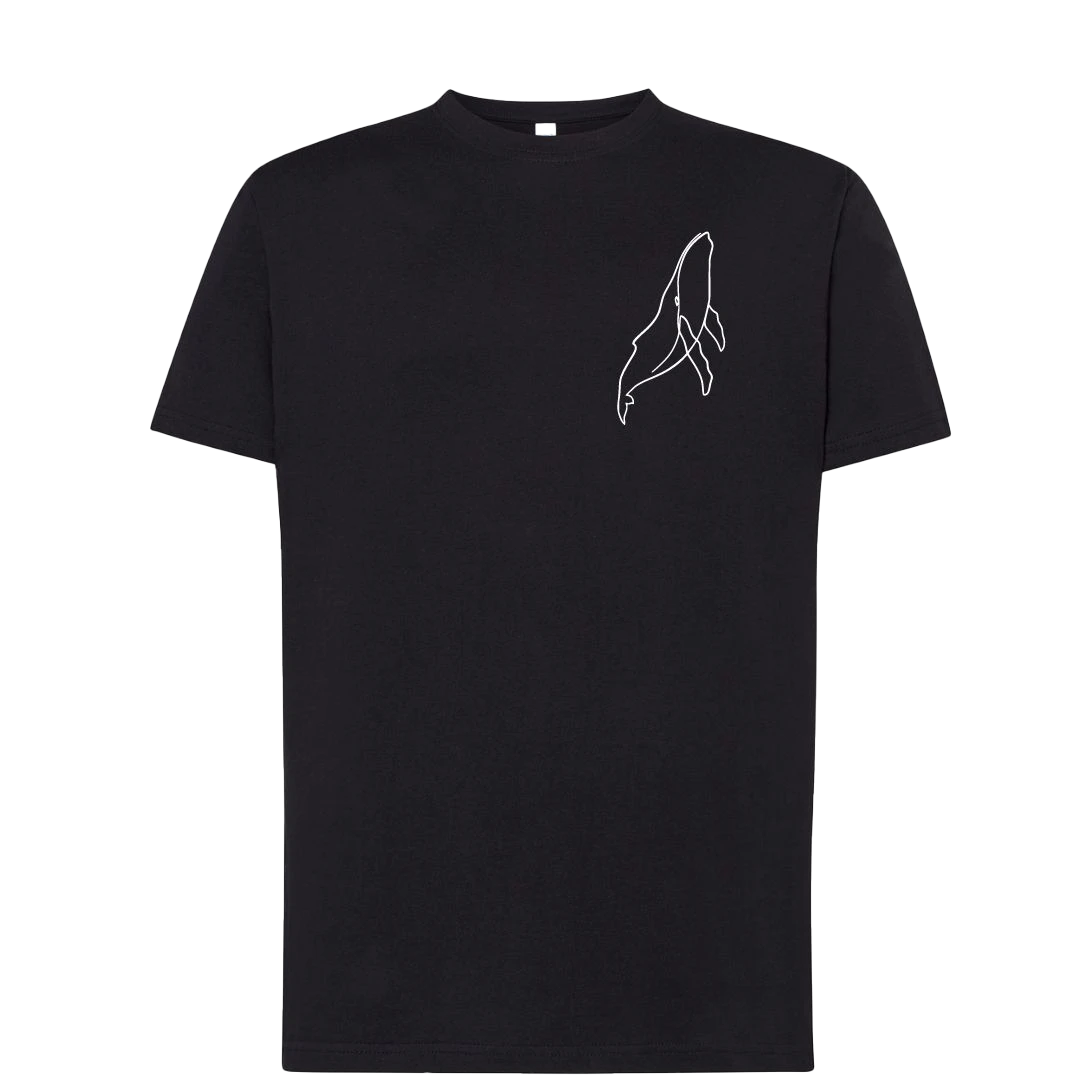 T-shirt imprimé baleine unisexe en coton noir - Ligne de La Réunion