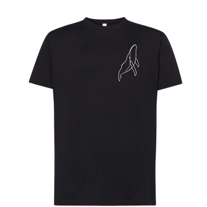T-shirt imprimé baleine unisexe en coton noir - Ligne de La Réunion