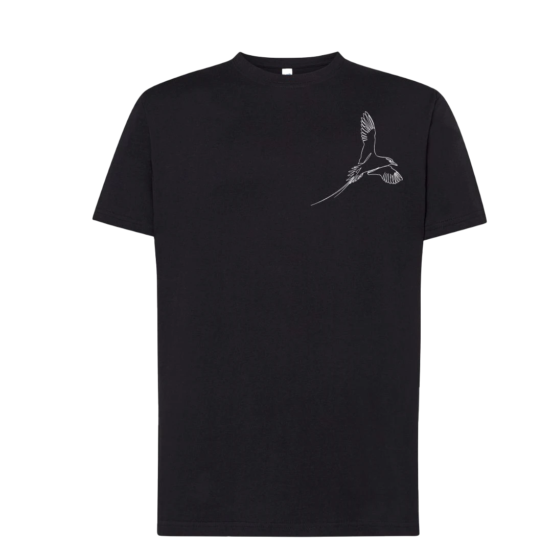 T-shirt imprimé paille-en-queue détaillé unisexe en coton noir - Ligne de La Réunion