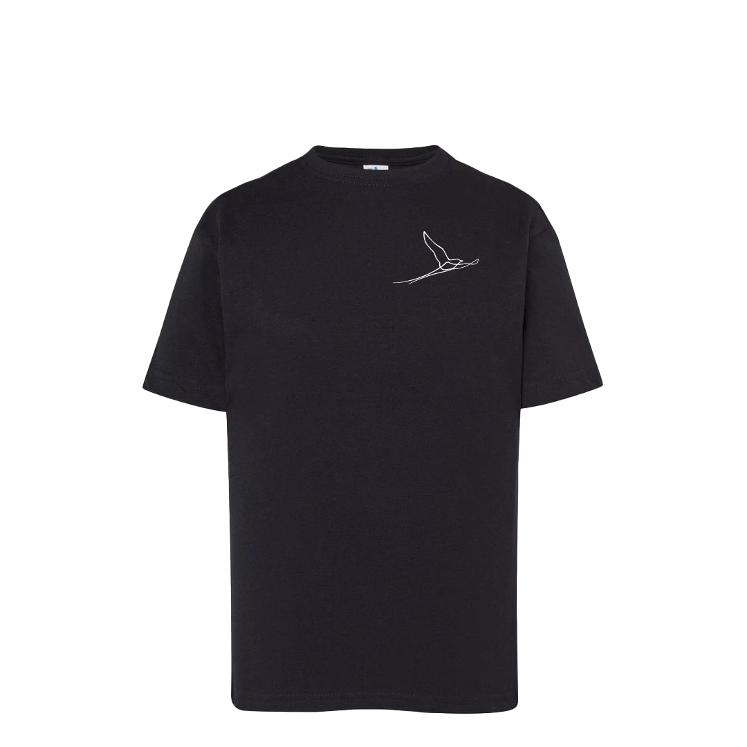 T-shirt imprimé paille-en-queue minimaliste unisexe en coton noir - Ligne de La Réunion