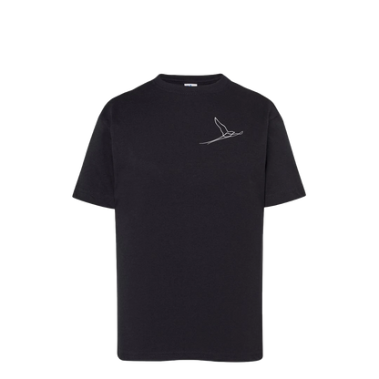 T-shirt imprimé paille-en-queue minimaliste unisexe en coton noir - Ligne de La Réunion