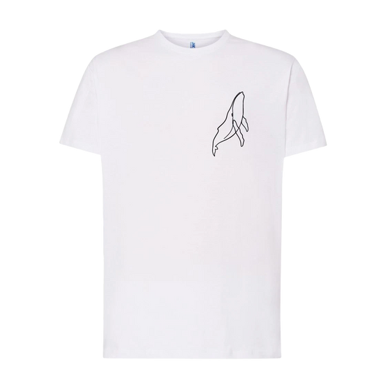 T-shirt brodé baleine unisexe en coton blanc - Ligne de La Réunion